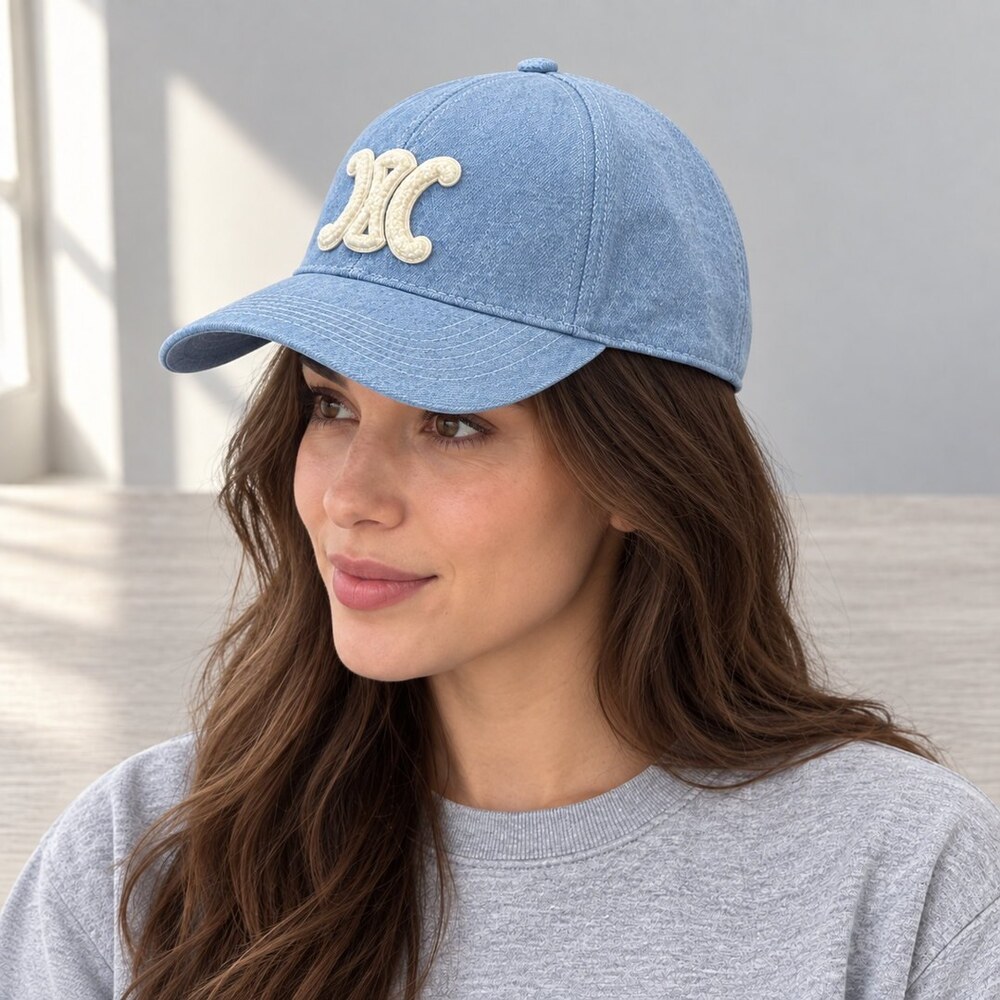 CELINE Light Wash Denim Baseball Cap - Picture 3 of 6